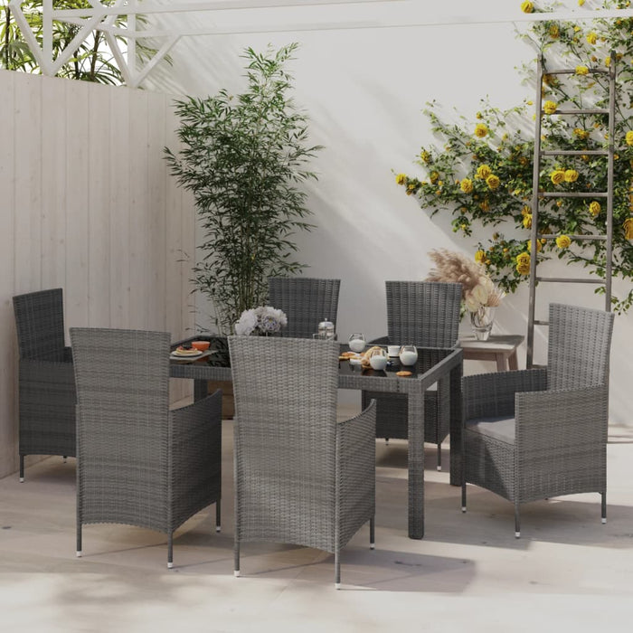 Set mobilier de grădină cu perne, 7 piese, gri, poliratan - WALTI WALTI
