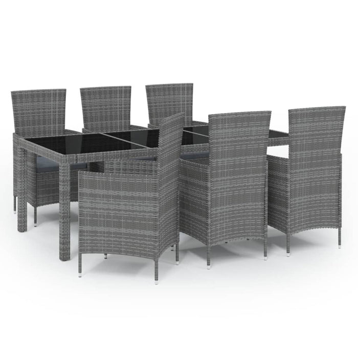 Set mobilier de grădină cu perne, 7 piese, gri, poliratan WALTI