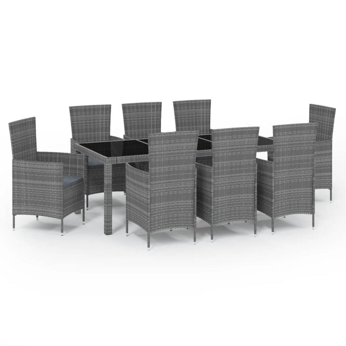 Set mobilier de grădină cu perne, 9 piese, gri, poliratan WALTI