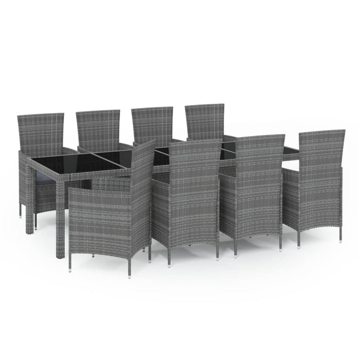 Set mobilier de grădină cu perne, 9 piese, gri, poliratan WALTI