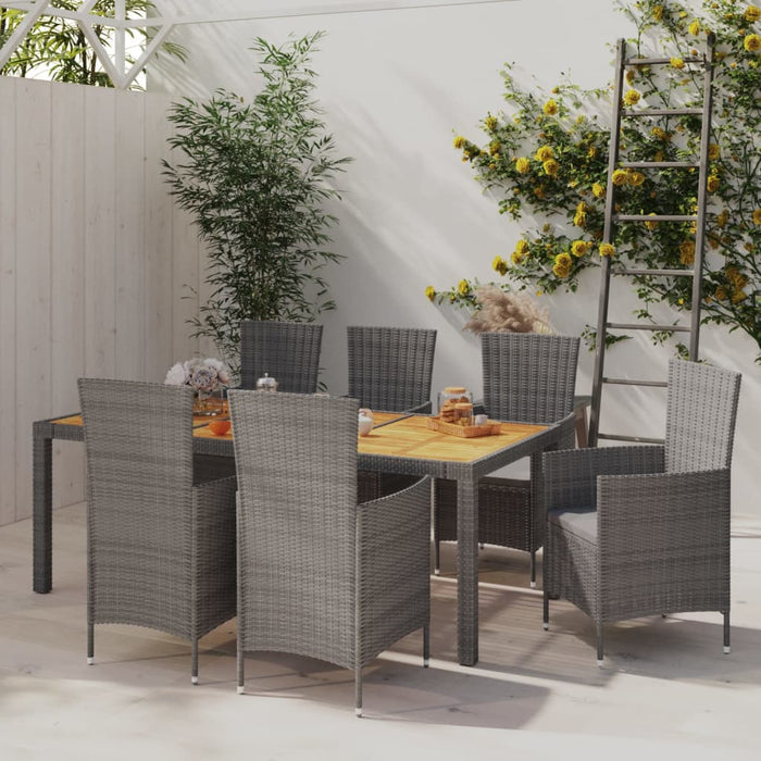 Set mobilier de grădină cu perne, 7 piese, gri, poliratan WALTI