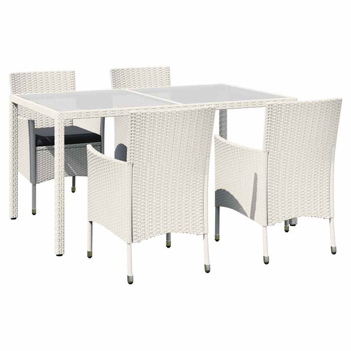 Set mobilier de exterior cu perne, 5 piese, alb, poliratan - WALTI WALTI