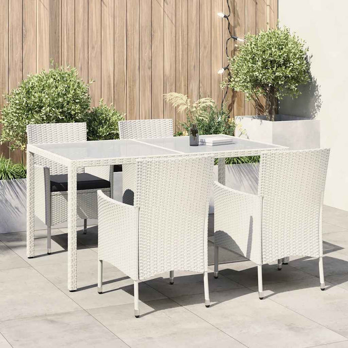Set mobilier de exterior cu perne, 5 piese, alb, poliratan - WALTI WALTI