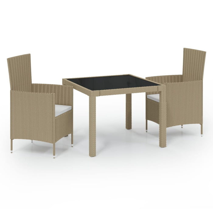Set mobilier de exterior cu perne, 3 piese, bej, poliratan WALTI