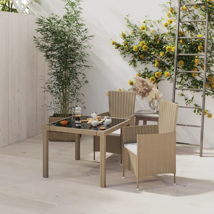 Set mobilier de exterior cu perne, 3 piese, bej, poliratan WALTI