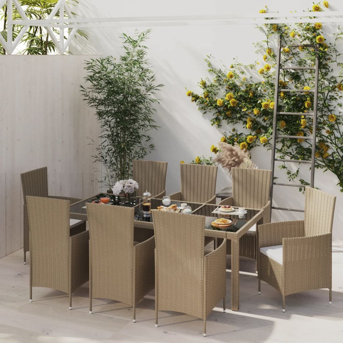 Set mobilier de grădină cu perne, 9 piese, bej, poliratan - WALTI WALTI