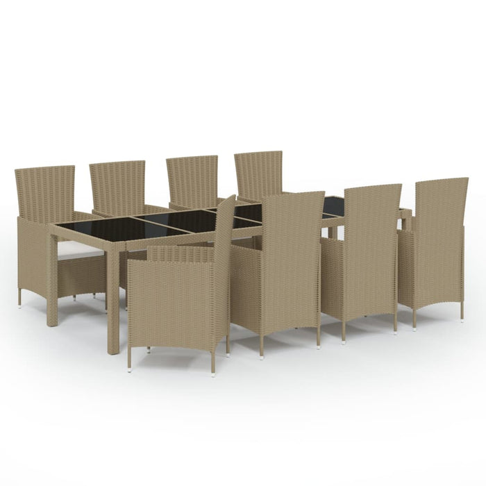 Set mobilier de grădină cu perne, 9 piese, bej, poliratan - WALTI WALTI