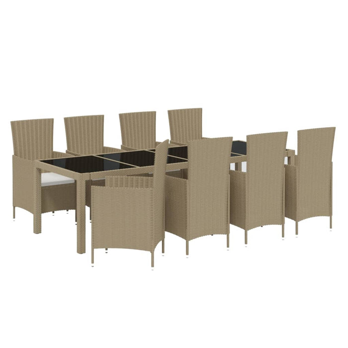 Set mobilier de grădină cu perne, 9 piese, bej, poliratan - WALTI WALTI