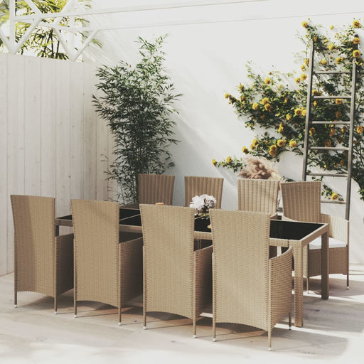 Set mobilier de grădină cu perne, 9 piese, bej, poliratan - WALTI WALTI