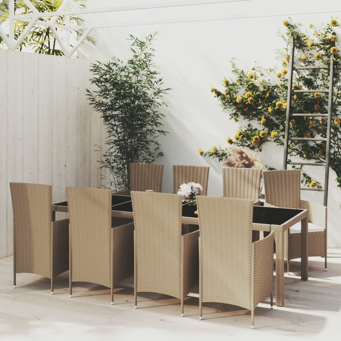Set mobilier de grădină cu perne, 9 piese, bej, poliratan - WALTI WALTI