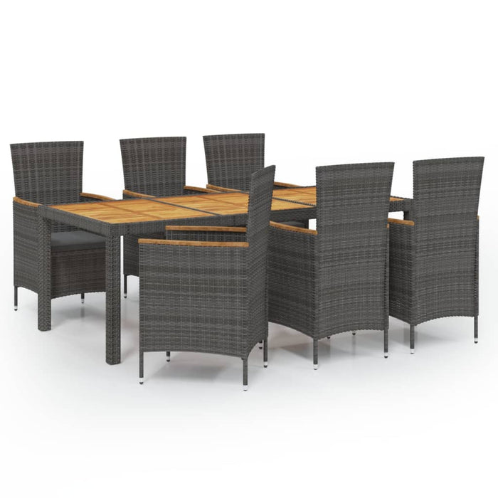 Set mobilier de grădină cu perne, 7 piese, gri, poliratan - WALTI WALTI