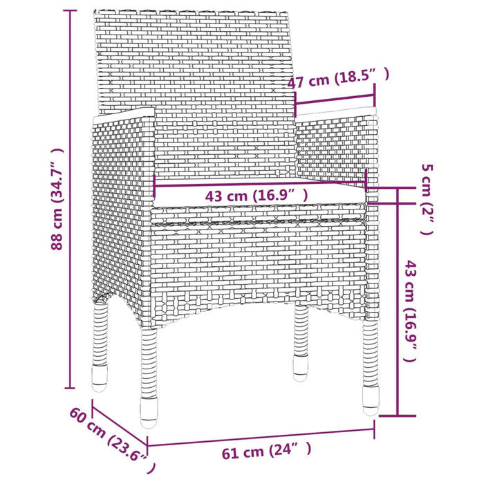 Set mobilier de grădină cu perne, 7 piese, gri, poliratan - WALTI WALTI