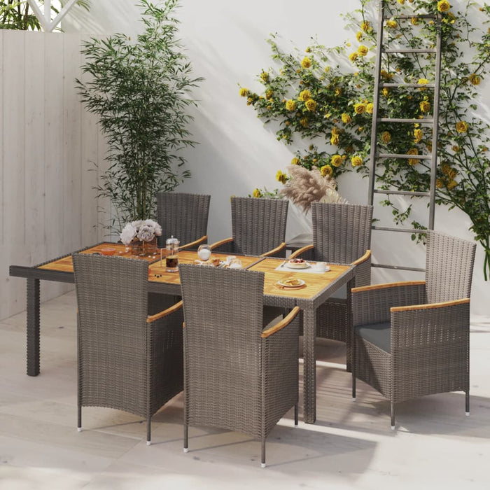 Set mobilier de grădină cu perne, 7 piese, gri, poliratan - WALTI WALTI