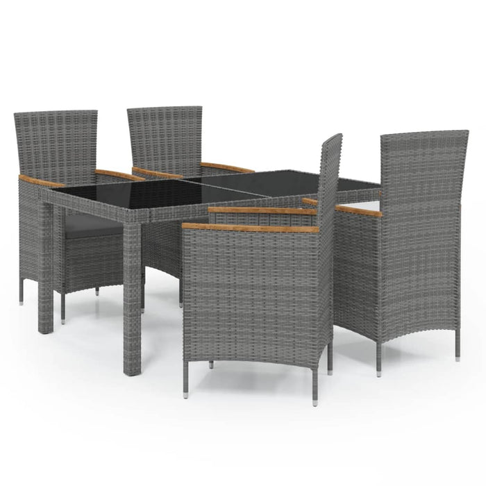 Set mobilier de exterior cu perne, 5 piese, gri, poliratan - WALTI WALTI