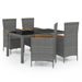 Set mobilier de exterior cu perne, 5 piese, gri, poliratan - WALTI WALTI