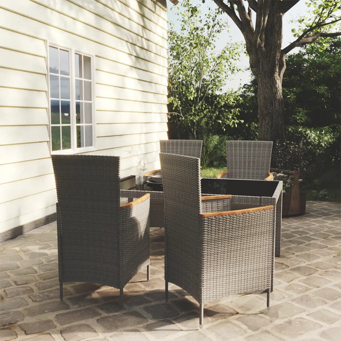Set mobilier de exterior cu perne, 5 piese, gri, poliratan - WALTI WALTI