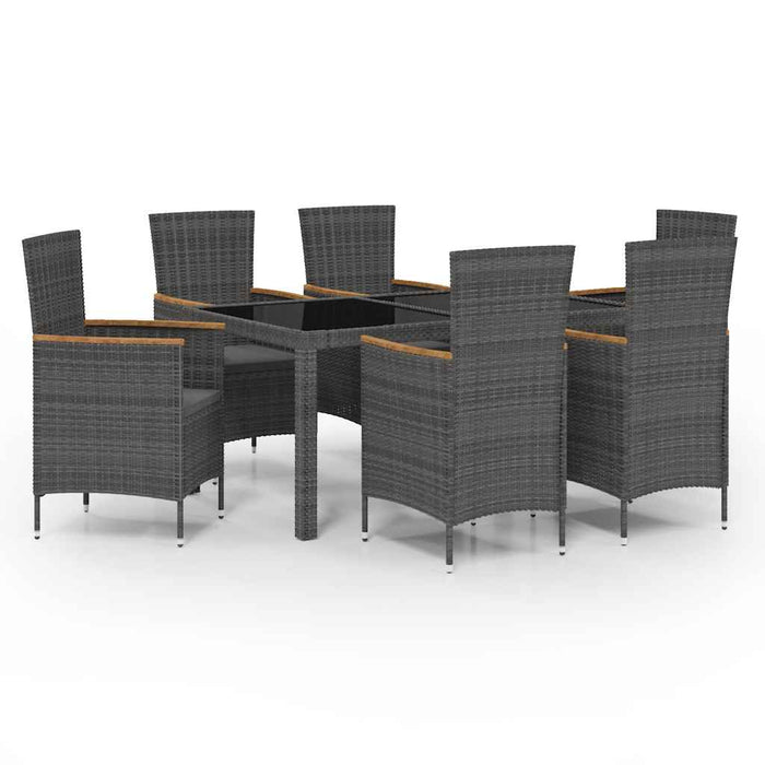Set mobilier exterior cu perne, 7 piese, negru/gri, poliratan - WALTI WALTI