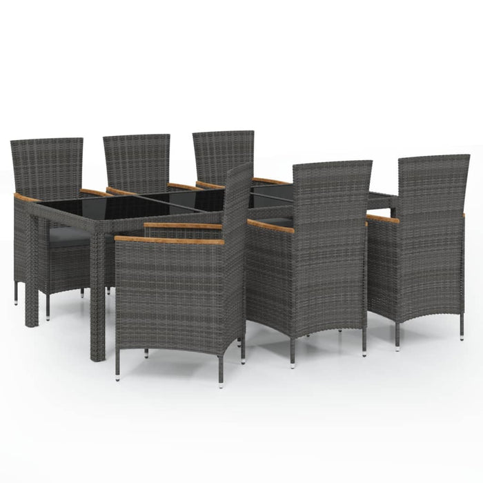 Set mobilier exterior cu perne, 7 piese, negru/gri, poliratan - WALTI WALTI