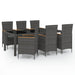 Set mobilier exterior cu perne, 7 piese, negru/gri, poliratan - WALTI WALTI