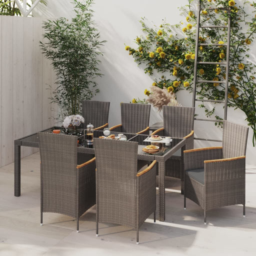 Set mobilier exterior cu perne, 7 piese, negru/gri, poliratan - WALTI WALTI