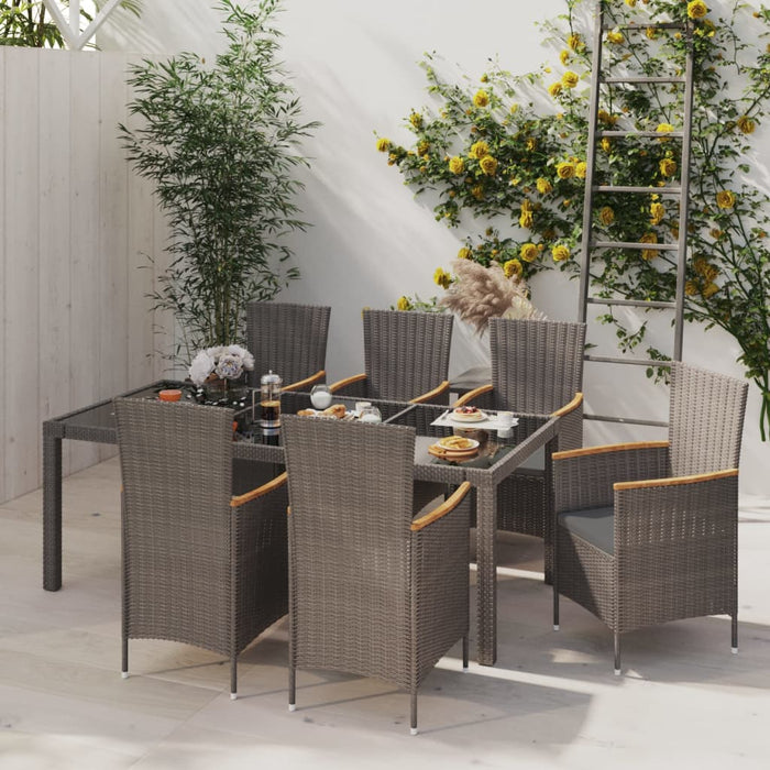 Set mobilier exterior cu perne, 7 piese, negru/gri, poliratan - WALTI WALTI