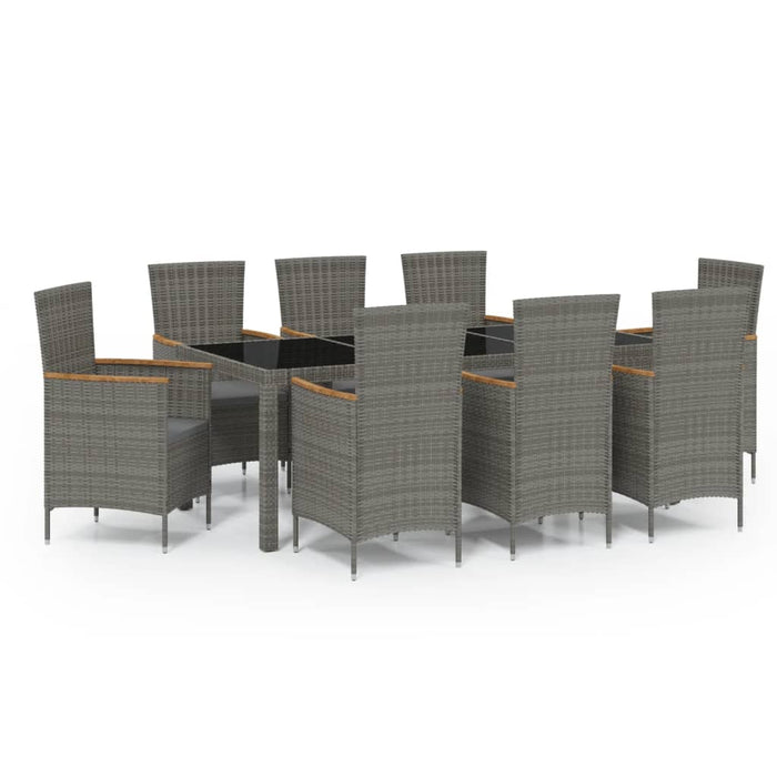 Set mobilier de grădină cu perne, 9 piese, gri, poliratan WALTI