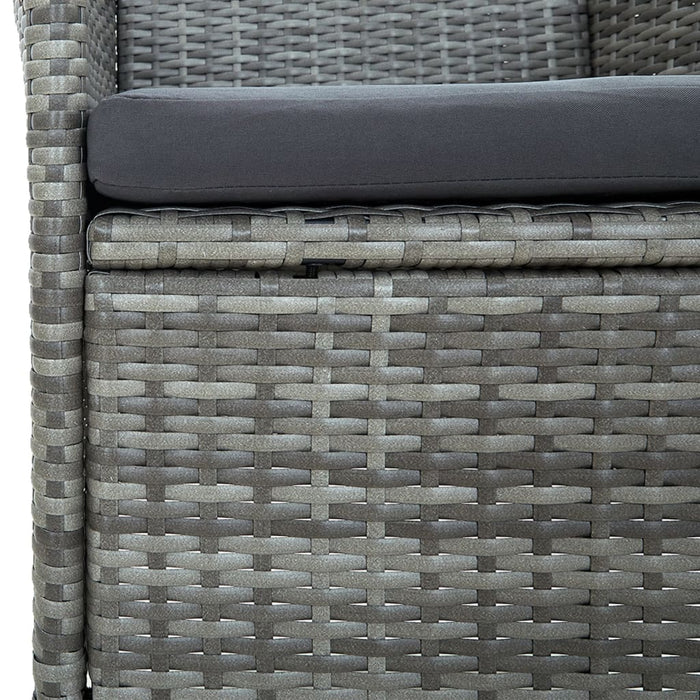 Set mobilier de grădină cu perne, 9 piese, gri, poliratan WALTI