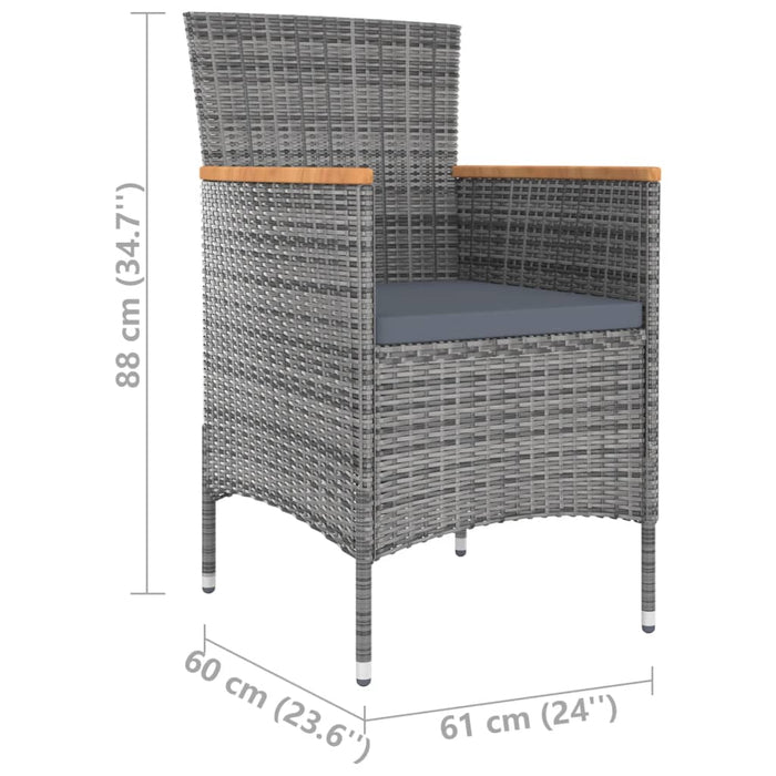Set mobilier de grădină cu perne, 9 piese, gri, poliratan WALTI