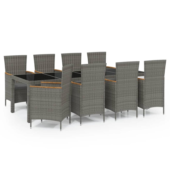 Set mobilier de grădină cu perne, 9 piese, gri, poliratan WALTI