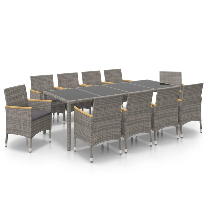 Set mobilier de exterior cu perne 11 piese negru/gri, poliratan - WALTI WALTI