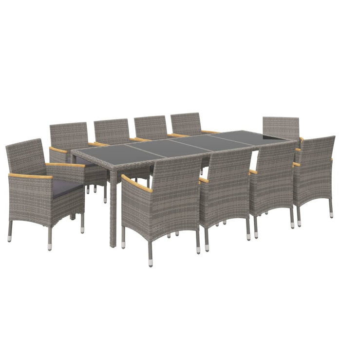 Set mobilier de exterior cu perne 11 piese negru/gri, poliratan - WALTI WALTI