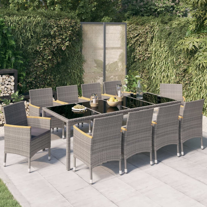 Set mobilier de exterior cu perne 11 piese negru/gri, poliratan - WALTI WALTI