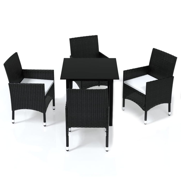 Set mobilier de grădină cu perne, 5 piese, negru, poliratan WALTI