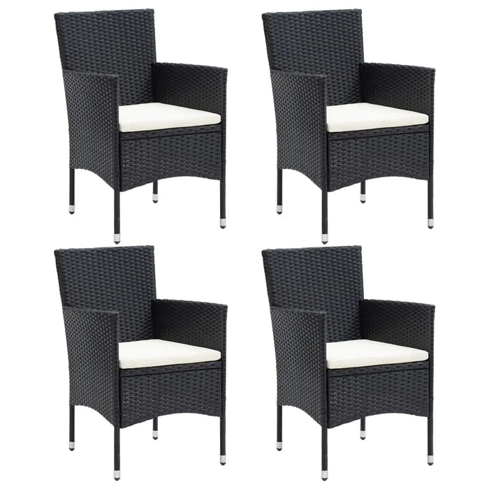 Set mobilier de grădină cu perne, 5 piese, negru, poliratan WALTI