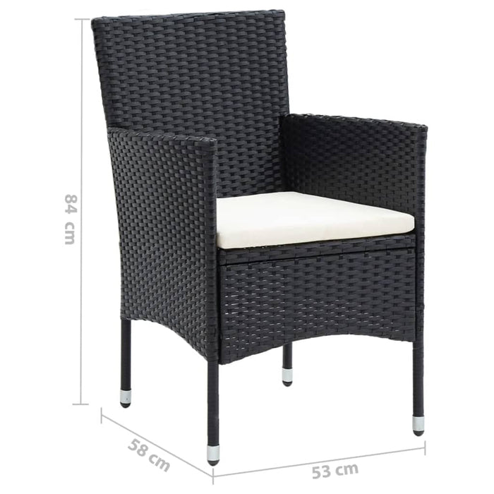 Set mobilier de grădină cu perne, 5 piese, negru, poliratan WALTI