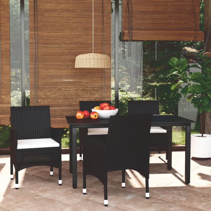 Set mobilier de grădină cu perne, 5 piese, negru, poliratan - WALTI WALTI