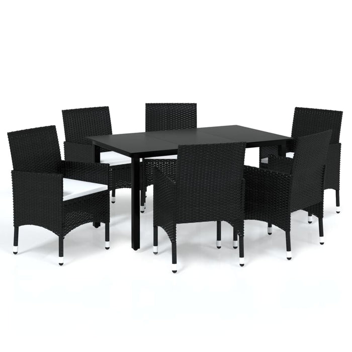 Set mobilier de grădină cu perne, 7 piese, negru, poliratan - WALTI WALTI