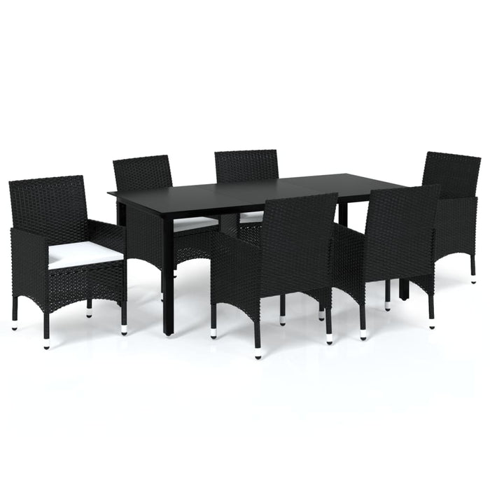 Set mobilier de grădină cu perne, 7 piese, negru, poliratan - WALTI WALTI