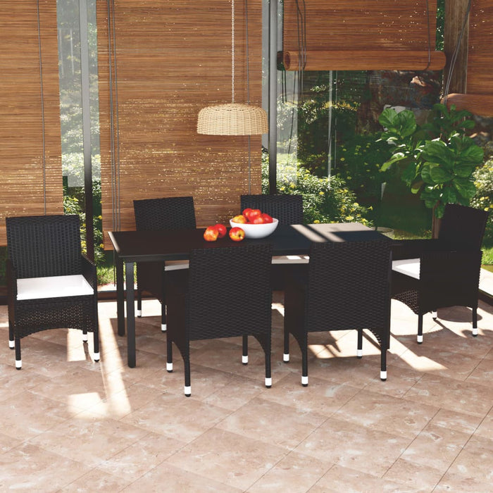 Set mobilier de grădină cu perne, 7 piese, negru, poliratan - WALTI WALTI