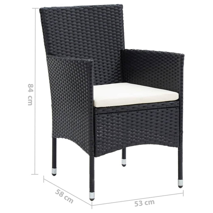 Set mobilier de grădină cu perne, 9 piese, negru, poliratan WALTI