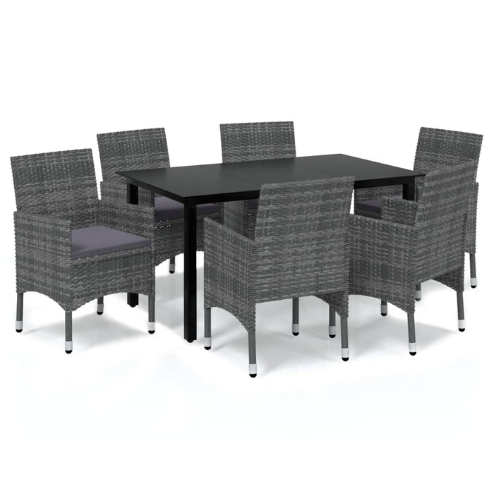 Set mobilier de grădină cu perne, 7 piese, gri, poliratan - WALTI WALTI