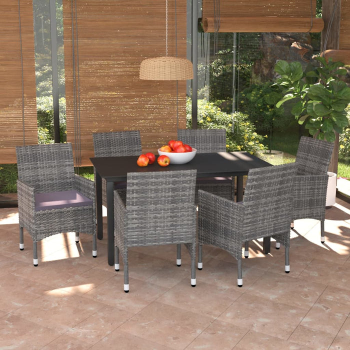 Set mobilier de grădină cu perne, 7 piese, gri, poliratan - WALTI WALTI