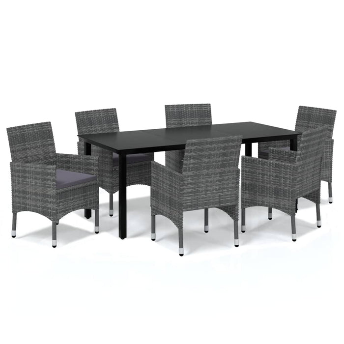 Set mobilier de grădină cu perne, 7 piese, gri, poliratan - WALTI WALTI