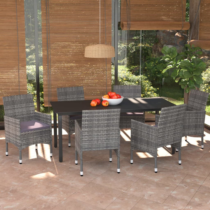 Set mobilier de grădină cu perne, 7 piese, gri, poliratan - WALTI WALTI