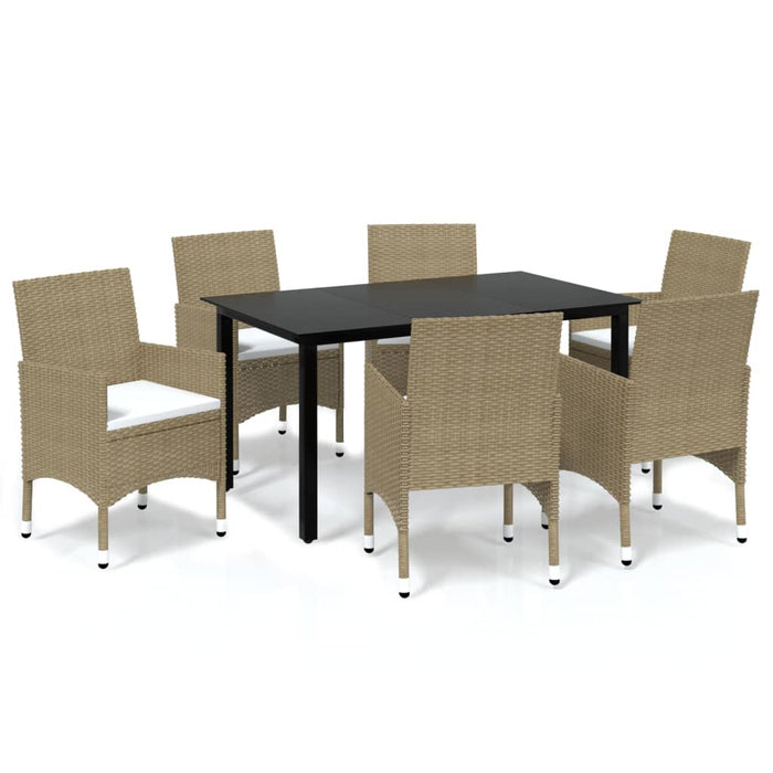 Set mobilier de grădină cu perne, 7 piese, bej, poliratan - WALTI WALTI