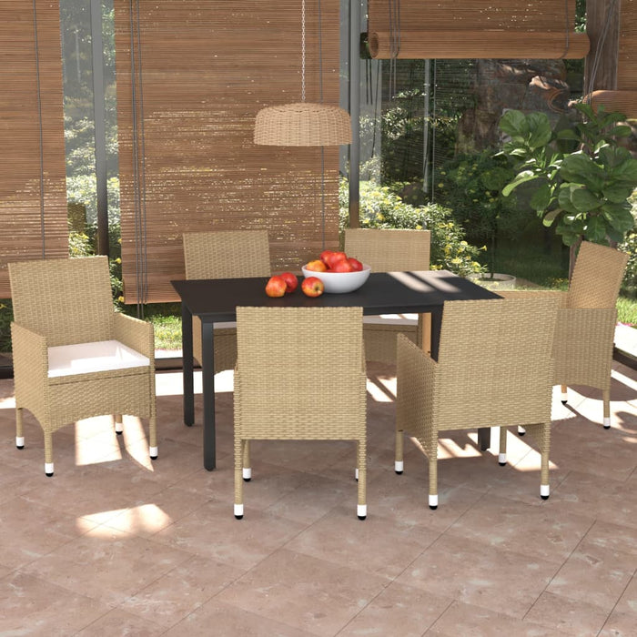 Set mobilier de grădină cu perne, 7 piese, bej, poliratan - WALTI WALTI