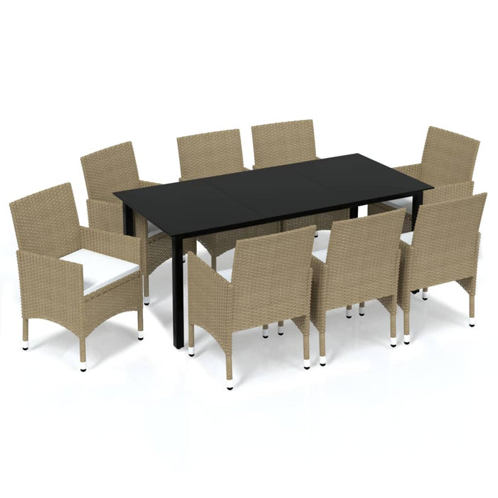 Set mobilier de grădină cu perne, 9 piese, bej, poliratan - WALTI WALTI