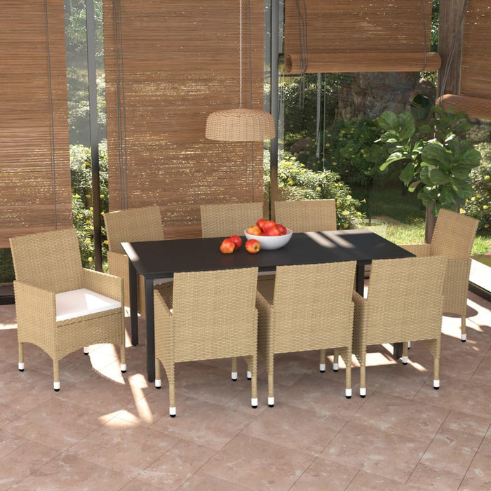 Set mobilier de grădină cu perne, 9 piese, bej, poliratan - WALTI WALTI