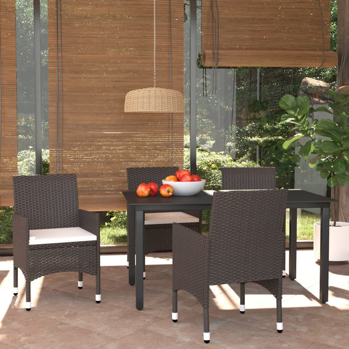 Set mobilier de grădină cu perne, 5 piese, maro, poliratan WALTI