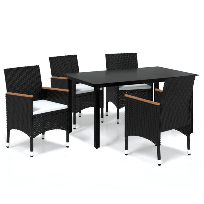 Set mobilier de grădină cu perne, 5 piese, negru, poliratan - WALTI WALTI